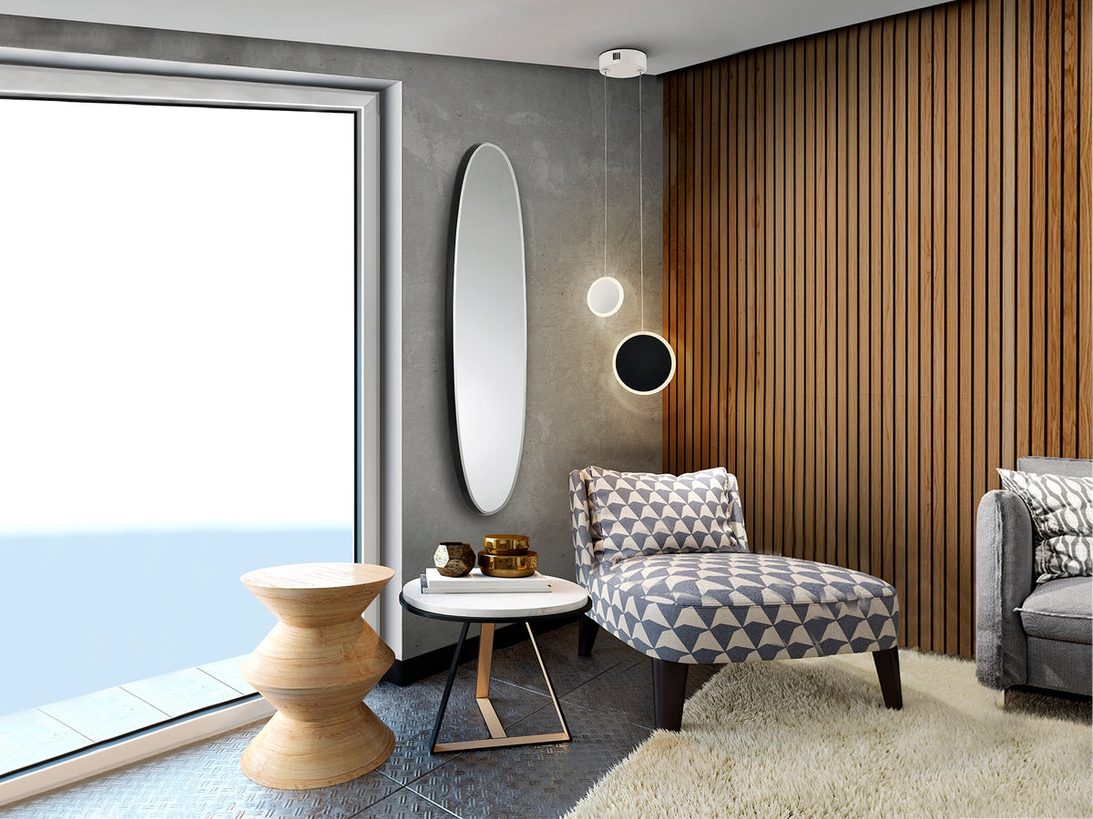 Espejo Ovalado Aries 136x36 cm Negro Satinado Schuller en ambiente decorado | Schuller