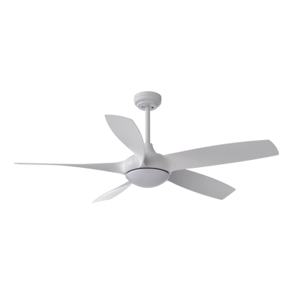 Ventilador de techo Galleo blanco de Fabrilamp, 24W, 5 aspas, 137cm de diámetro, con mando a distancia y temporizador.