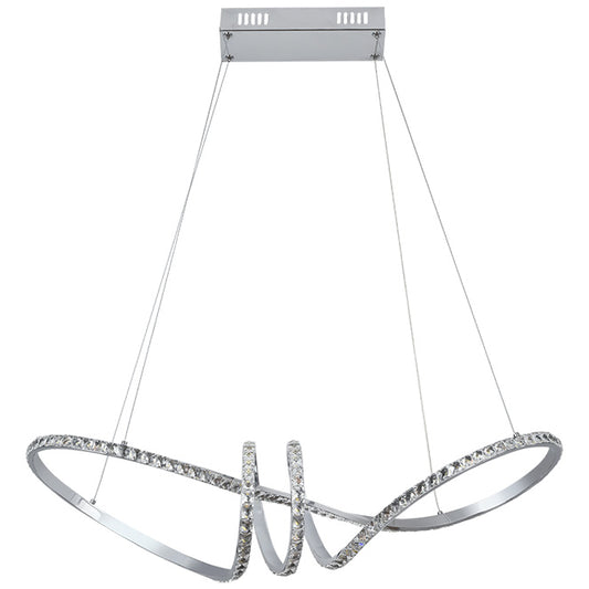 Lámpara Colgante LED Dragon 75 cm Cromo y Cristal Interlusa instalada en ambiente decorativo de salón o dormitorio | Interlusa