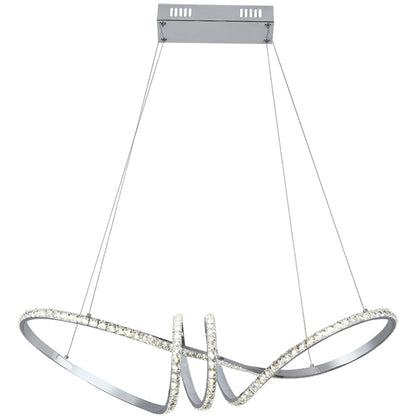Lámpara Colgante LED Dragon 75 cm Cromo y Cristal Interlusa encendida con proyección de luz y ambiente | LuzGurú