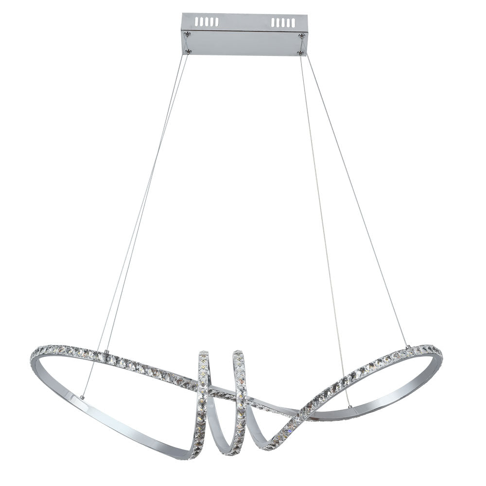 Lámpara Colgante LED Dragon 75 cm Cromo y Cristal Interlusa - Vista frontal principal en fondo blanco | LuzGurú