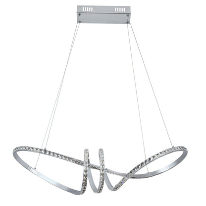 Lámpara Colgante LED Dragon 75 cm Cromo y Cristal Interlusa - Vista frontal principal en fondo blanco | LuzGurú