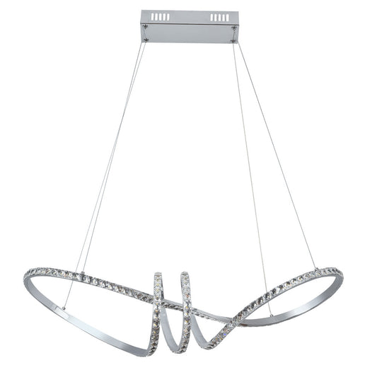Lámpara Colgante LED Dragon 75 cm Cromo y Cristal Interlusa - Vista frontal principal en fondo blanco | LuzGurú