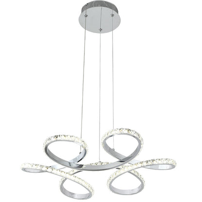 Lámpara Colgante LED Dragon 52 cm Cromo y Cristal Lumit Interlusa encendida con proyección de luz y ambiente | LuzGurú