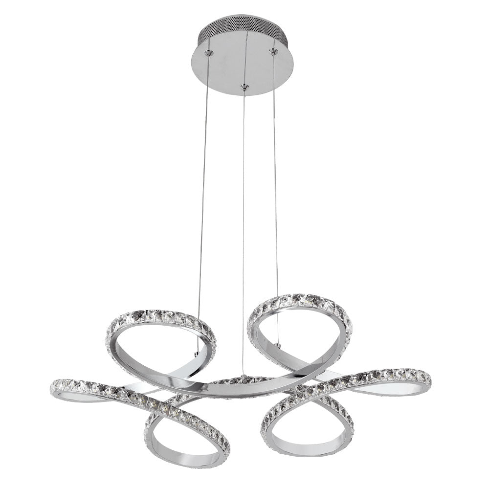 Lámpara Colgante LED Dragon 52 cm Cromo y Cristal Lumit Interlusa - Vista frontal principal en fondo blanco | LuzGurú