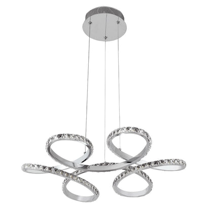 Lámpara Colgante LED Dragon 52 cm Cromo y Cristal Lumit Interlusa - Vista frontal principal en fondo blanco | LuzGurú