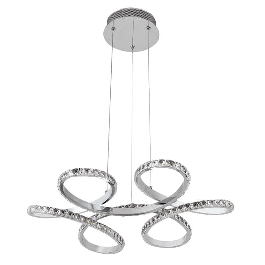 Lámpara Colgante LED Dragon 52 cm Cromo y Cristal Lumit Interlusa - Vista frontal principal en fondo blanco | LuzGurú