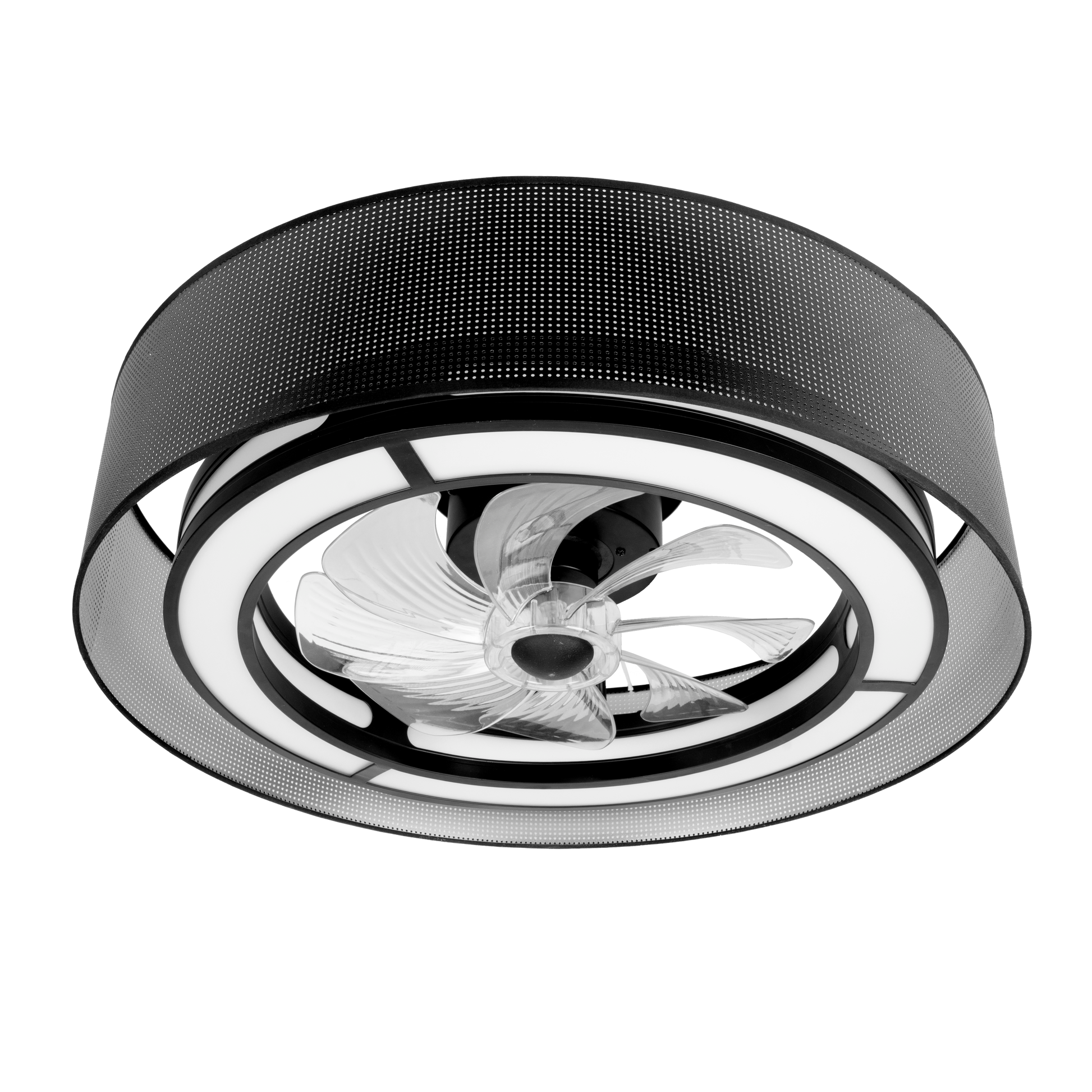 Moderno ventilador de techo con luz LED, perfecto para comedores