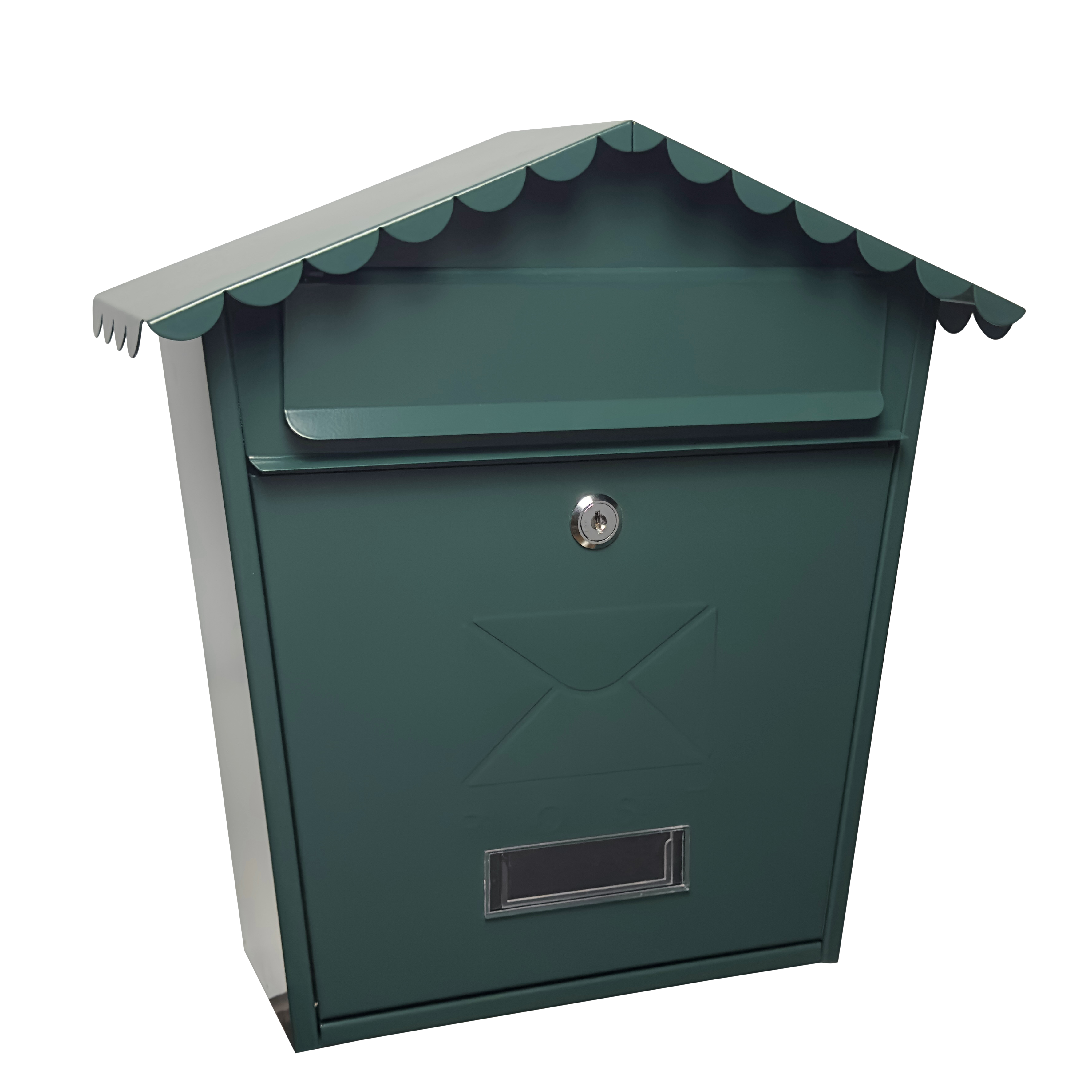 Buzón de correo Olena verde, acero galvanizado, vista frontal