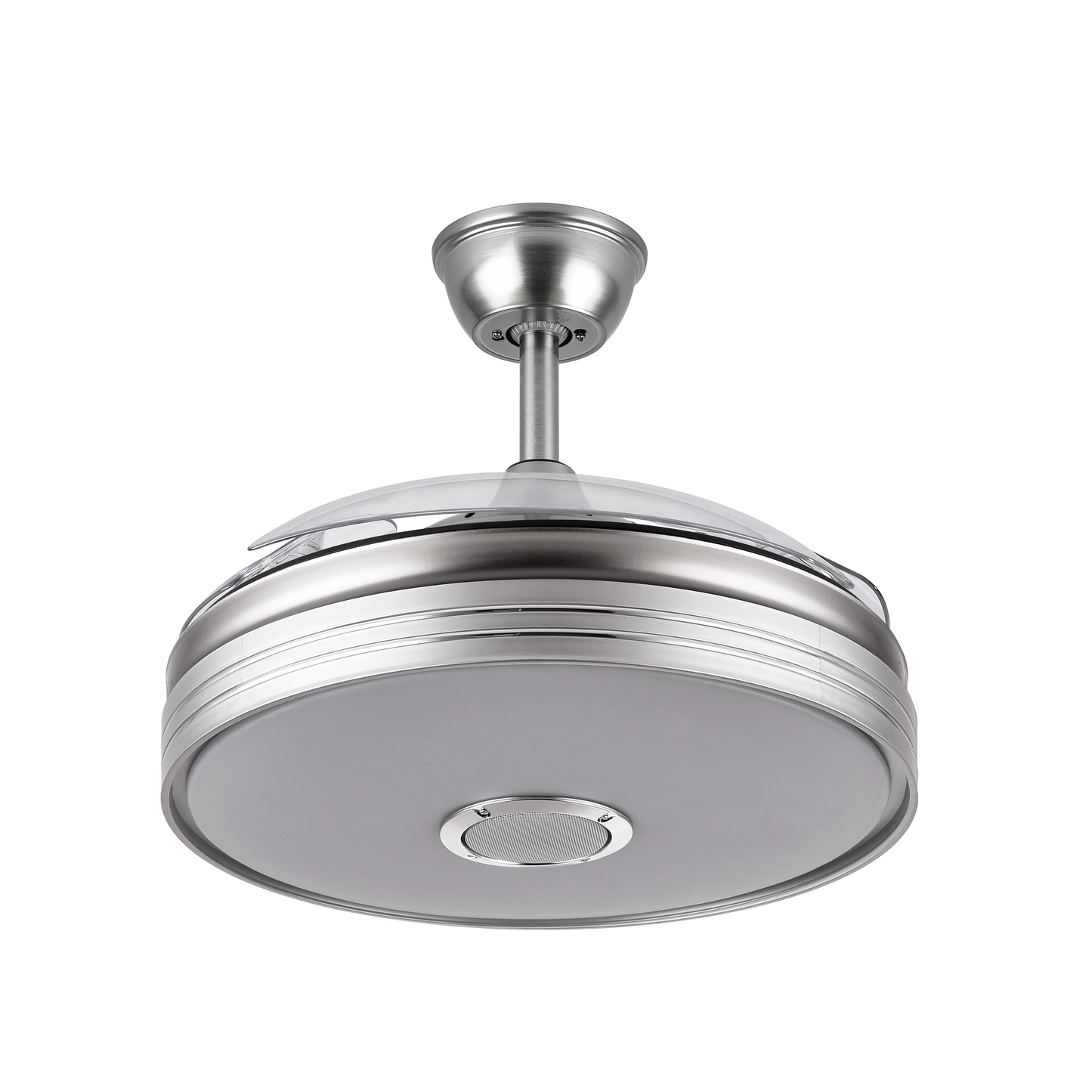 Moderno ventilador de techo con aspas retráctiles ideal para dormitorio