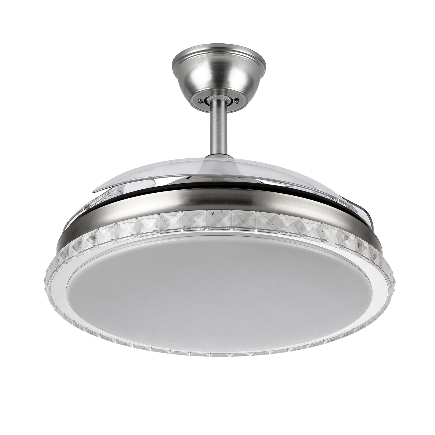 Elegante ventilador de techo con aspas retráctiles para interior