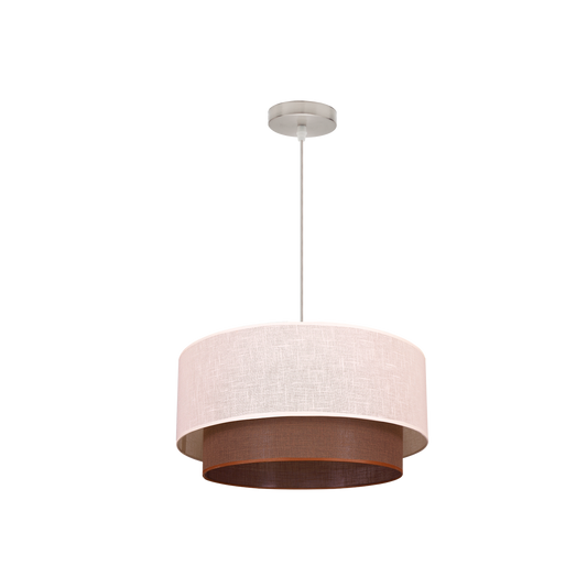 Lámpara colgante doble fabricada en cilindro color beige y marrón