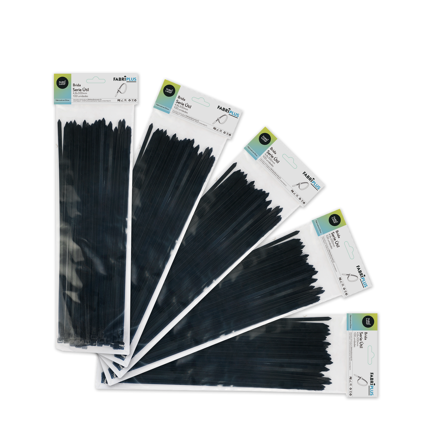 Kit de 100 bridas negras ideales para ferretería, bricolaje y mantenimiento industrial