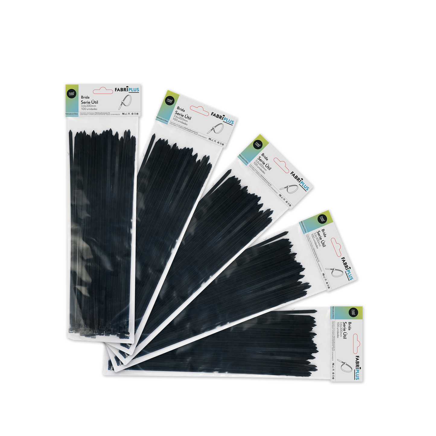 Bridas industriales ideal para fijar cables eléctricos en interiores y exteriores, rango térmico -35ºC a 85ºC