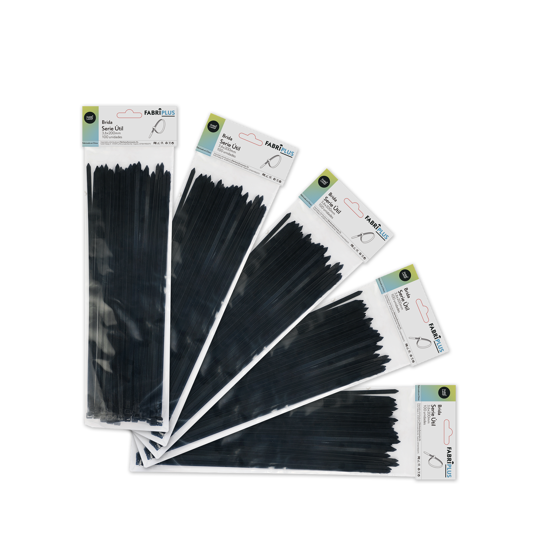 Bridas industriales ideal para fijar cables eléctricos en interiores y exteriores, rango térmico -35ºC a 85ºC