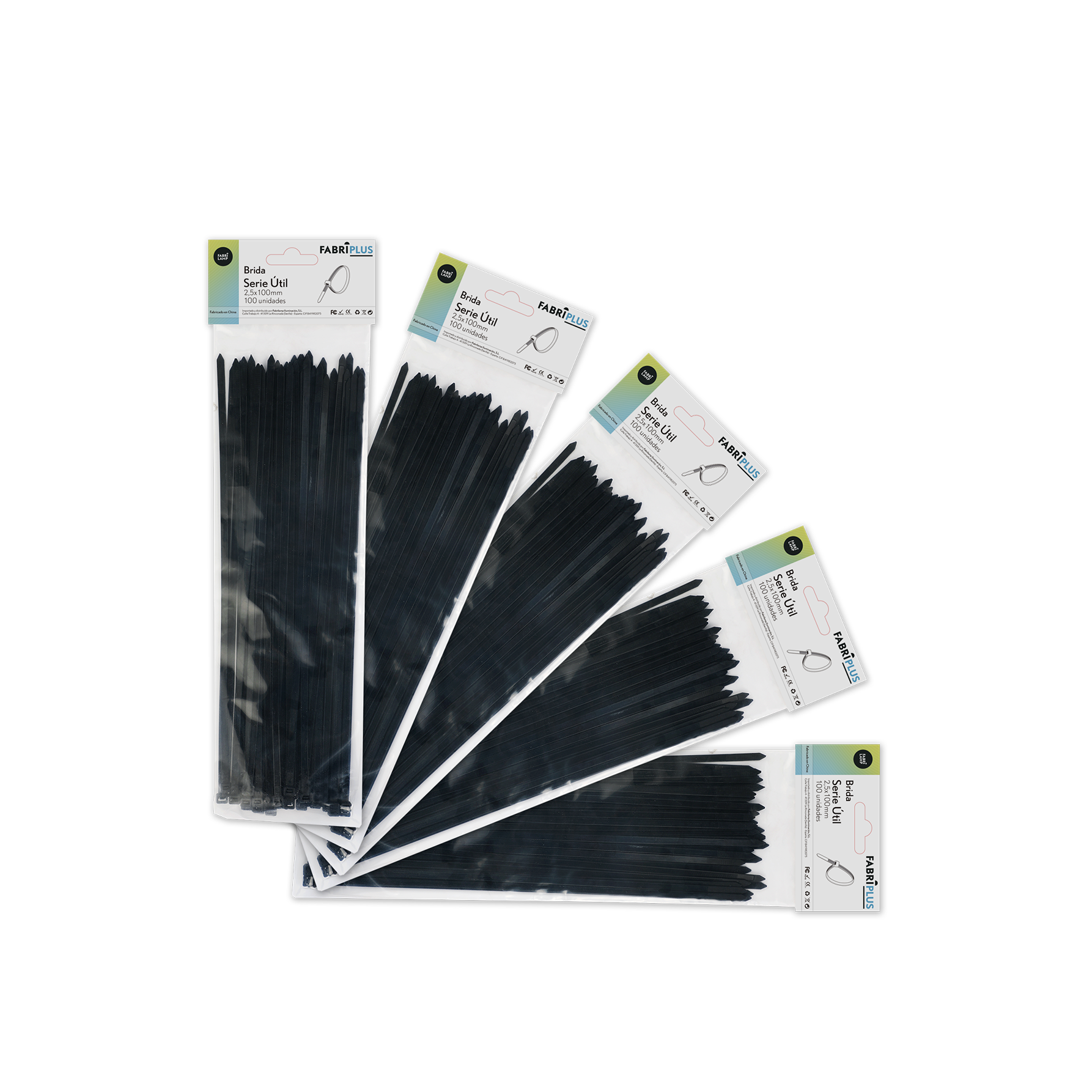 Bolsa de 100 bridas util para fijar cables eléctricos en interiores y exteriores, ideal para ferretería