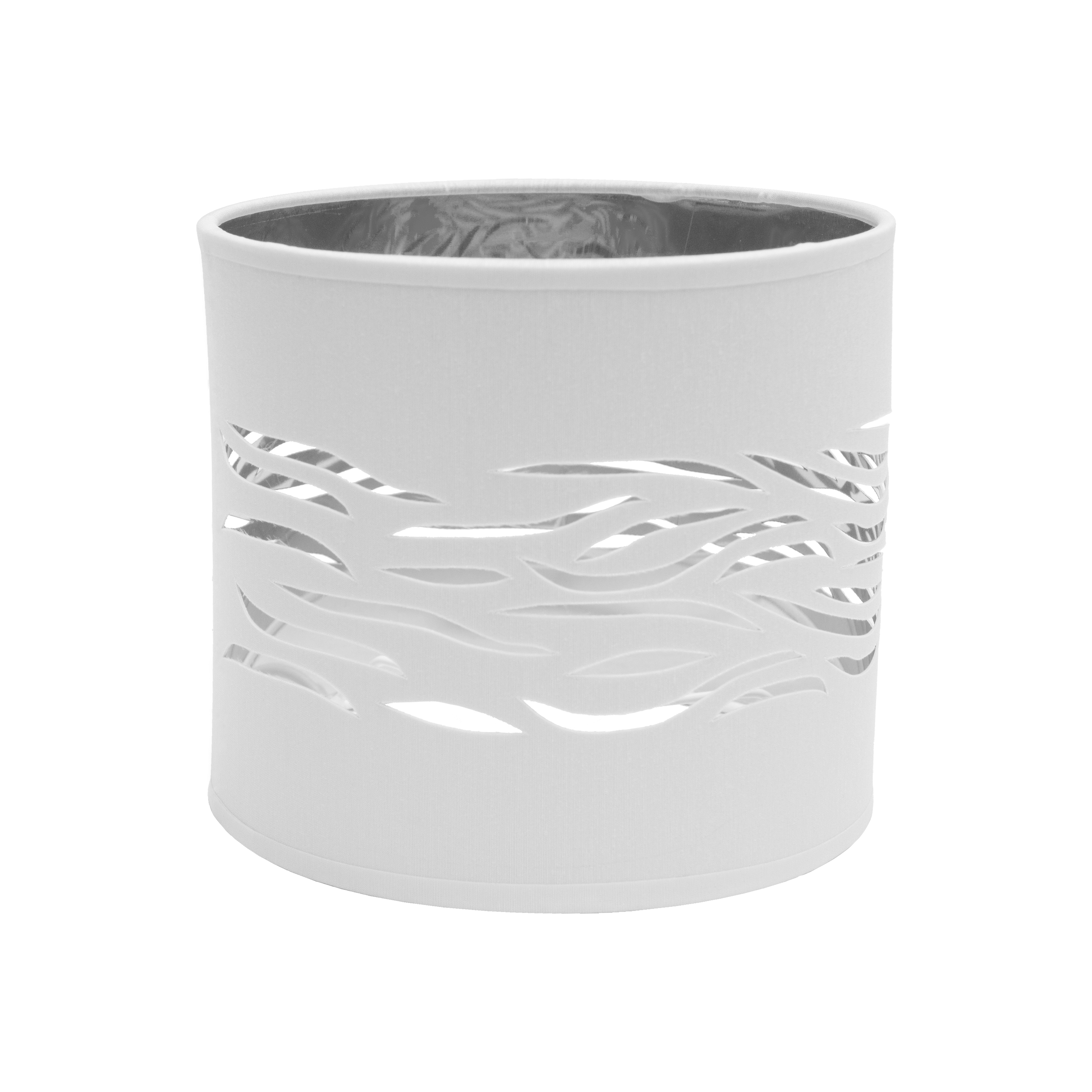 Pantalla Sobremesa Niebla Blanco-Plata E14 de Fabrilamp, vista frontal.