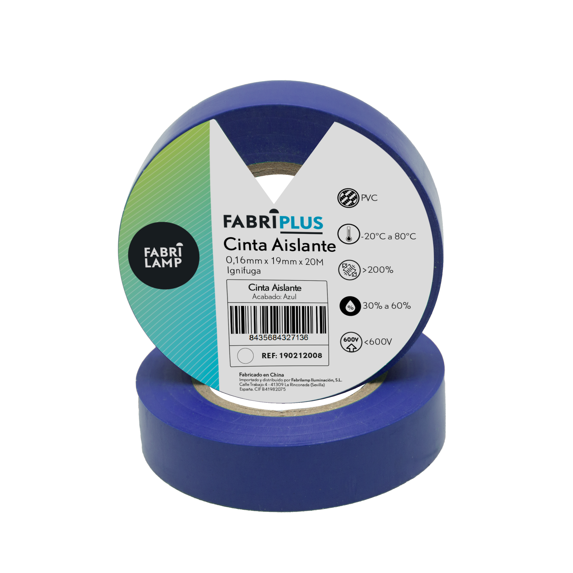 Rollo de cinta aislante azul ideal para instalaciones eléctricas