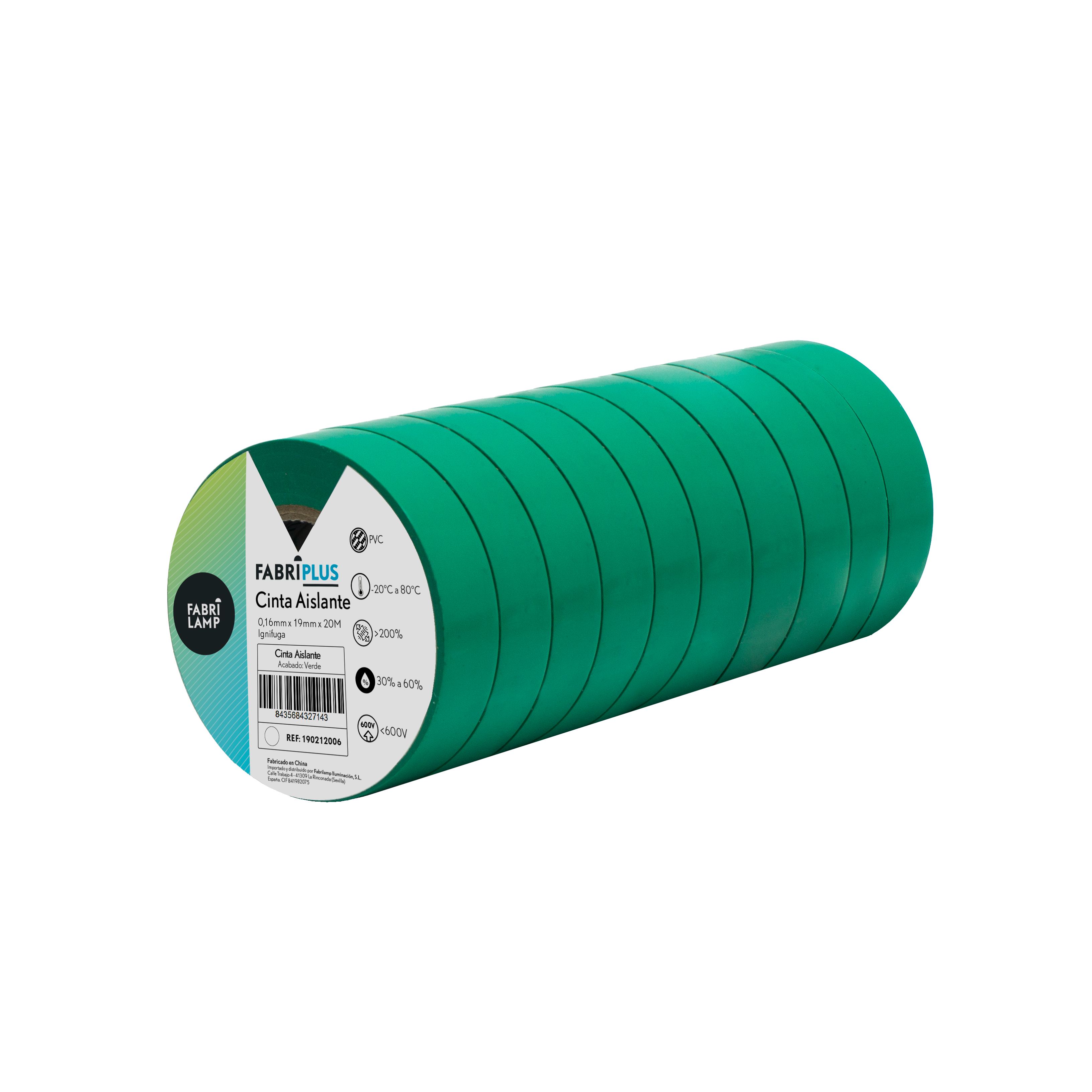 Cinta aislante Fabrilamp / Abrila 19mmx20m, aislamiento hasta 600V