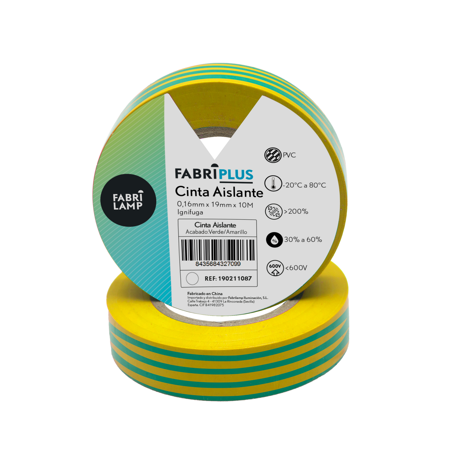 Cinta aislante electricista Fabrilamp / Abrila con aislamiento hasta 600V
