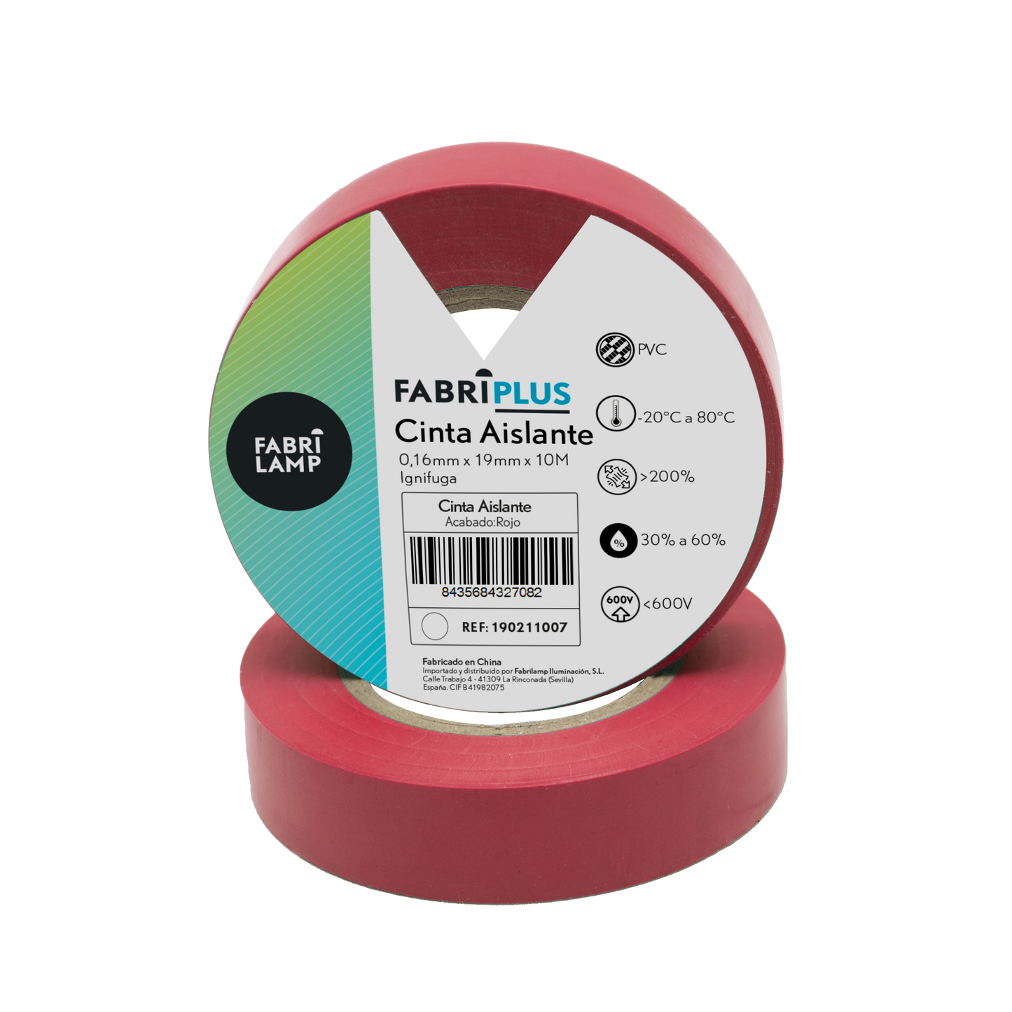 Cinta aislante electricista soporta hasta 600V, ideal para instalaciones seguras