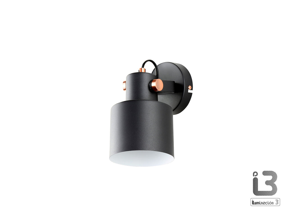 Aplique de Pared Erika 1 Luz E27 Negro Mate y Cobre Schuller