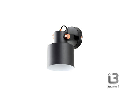 Aplique de Pared Erika 1 Luz E27 Negro Mate y Cobre Schuller - vista principal | Schuller