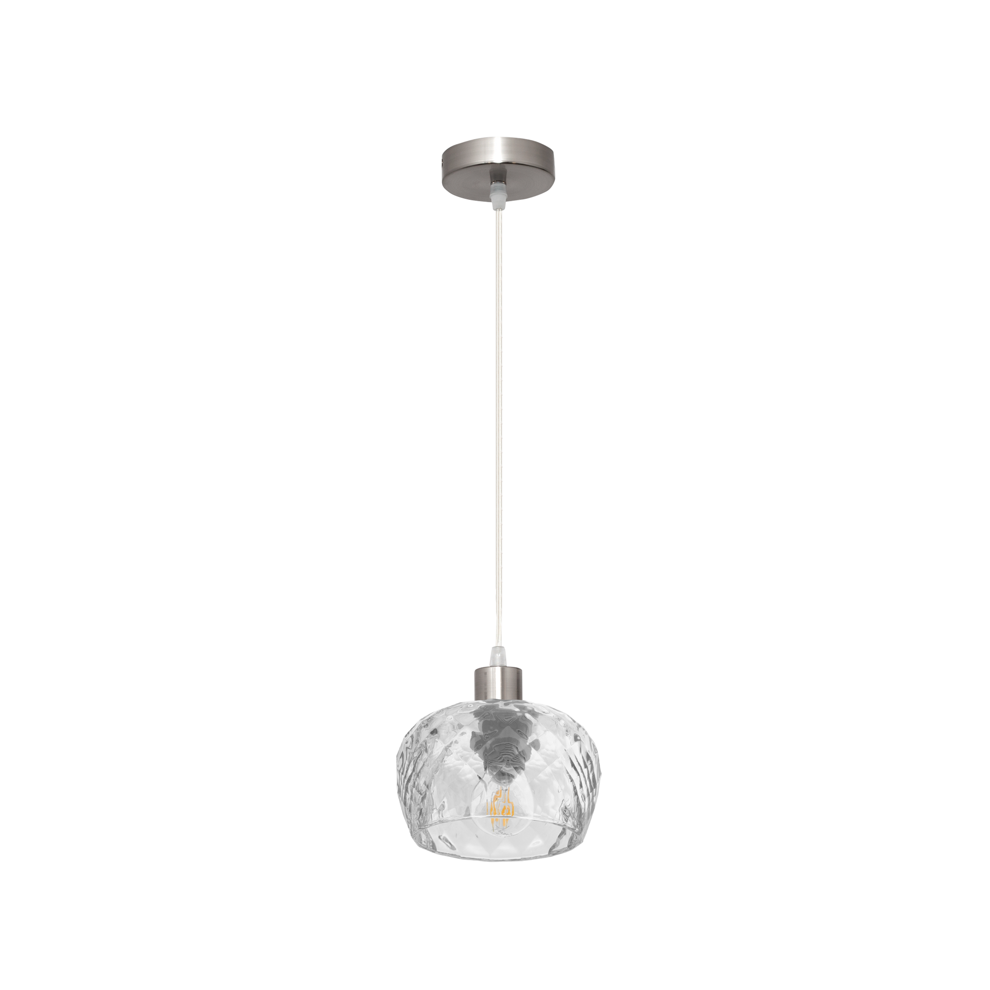 Lámpara colgante con tulipa de cristal tallado transparente