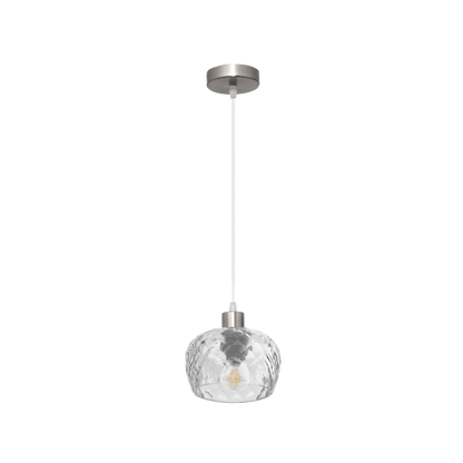 Lámpara colgante con tulipa de cristal tallado transparente