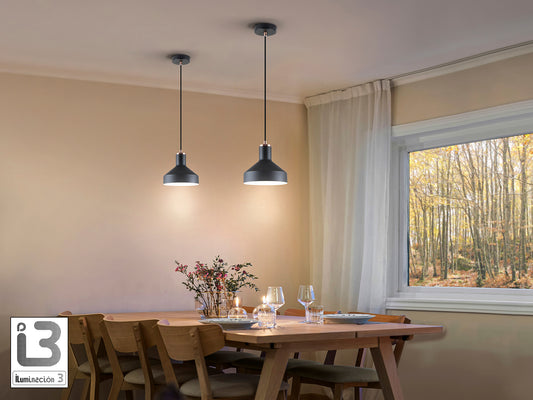 Lámpara Colgante Irias 1 Luz Negro Mate y Cobre Schuller en ambiente decorado | Schuller