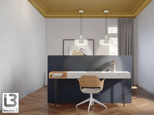 Lámpara Colgante Alessia 1 Luz E27 Gris Perla Mate Schuller en ambiente decorado | Schuller