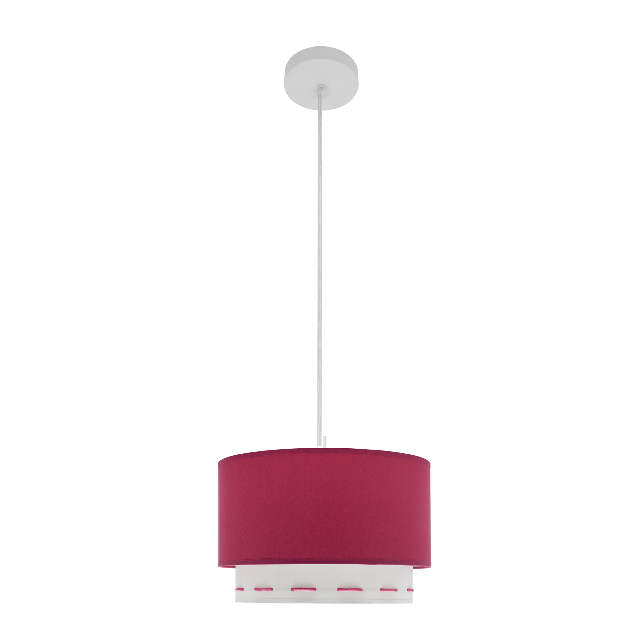 Lámpara colgante Trazos fabricada en textil color rosa oscuro