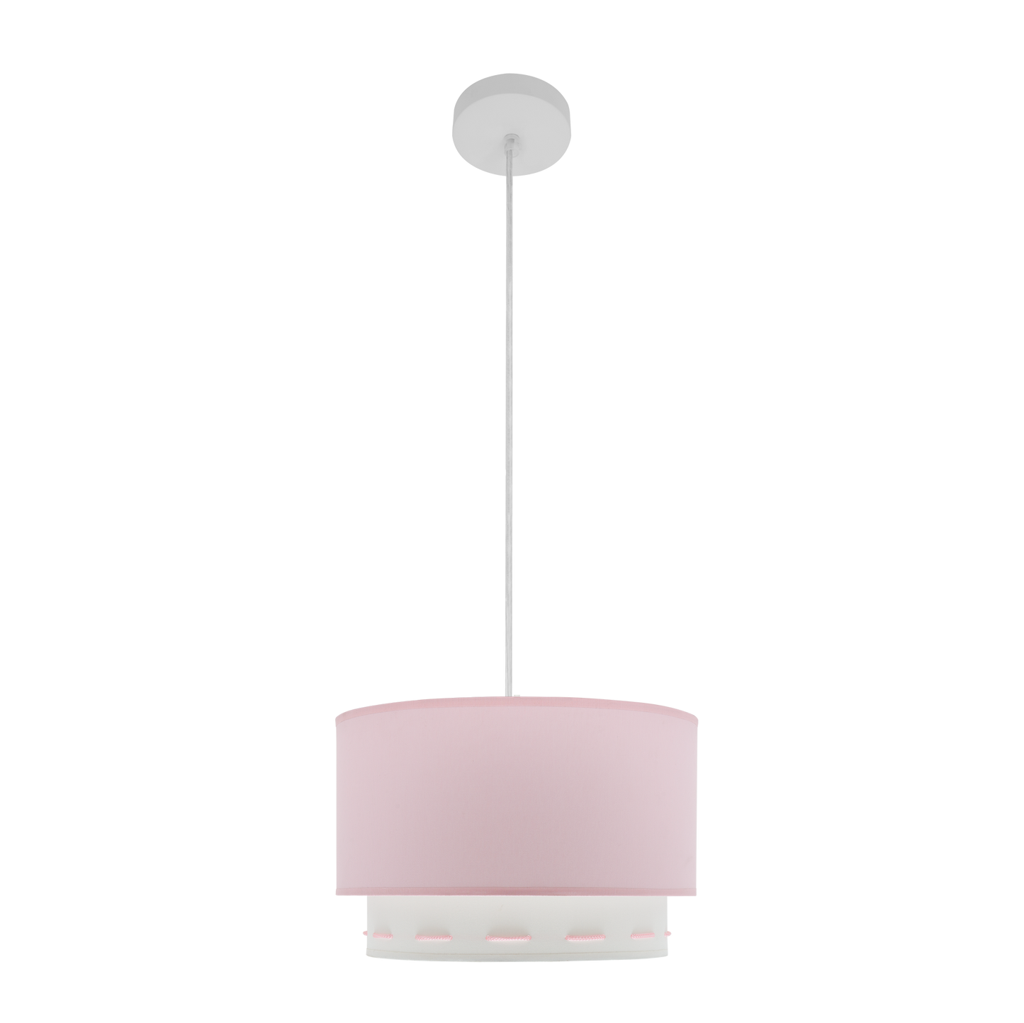 Colgante Trazos fabricado en Metal y Textil color Blanco y Rosa, ideal para habitación infantil