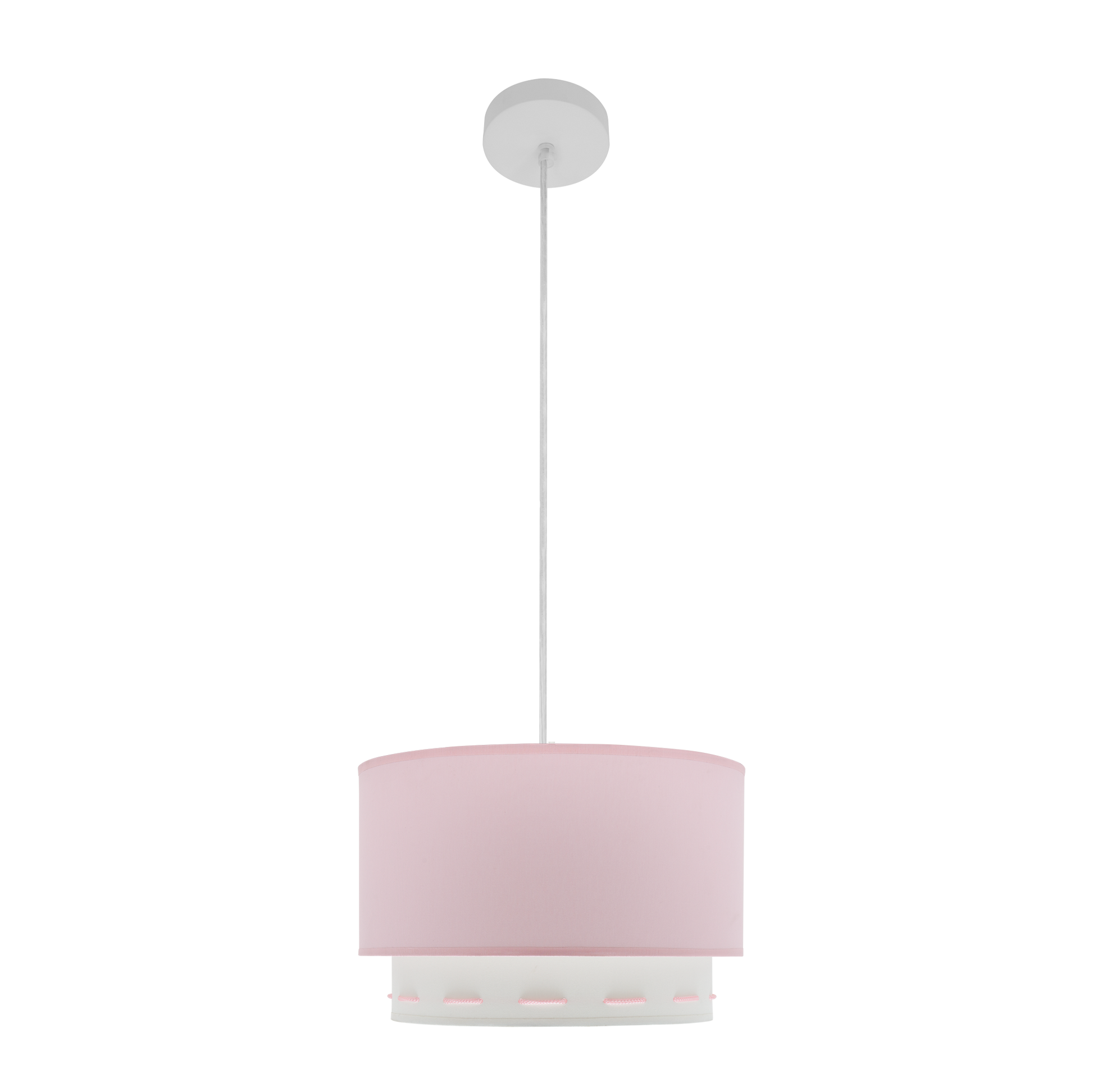 Colgante Trazos fabricado en Metal y Textil color Blanco y Rosa, ideal para habitación infantil