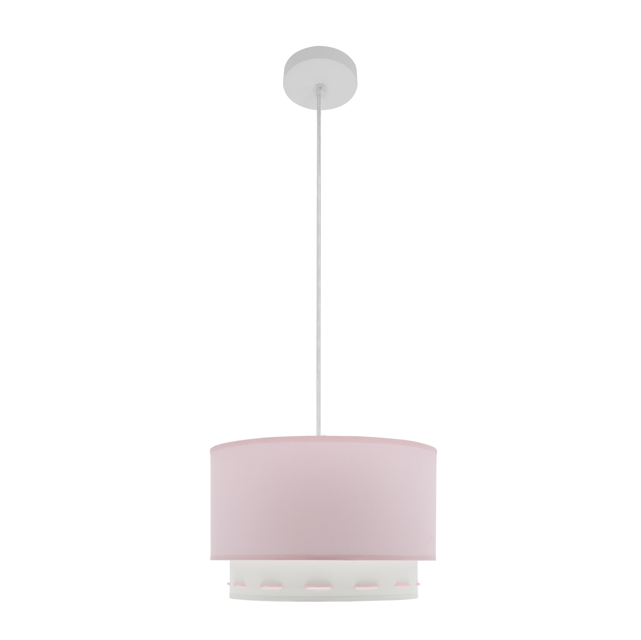 Colgante Trazos fabricado en Metal y Textil color Blanco y Rosa, ideal para habitación infantil