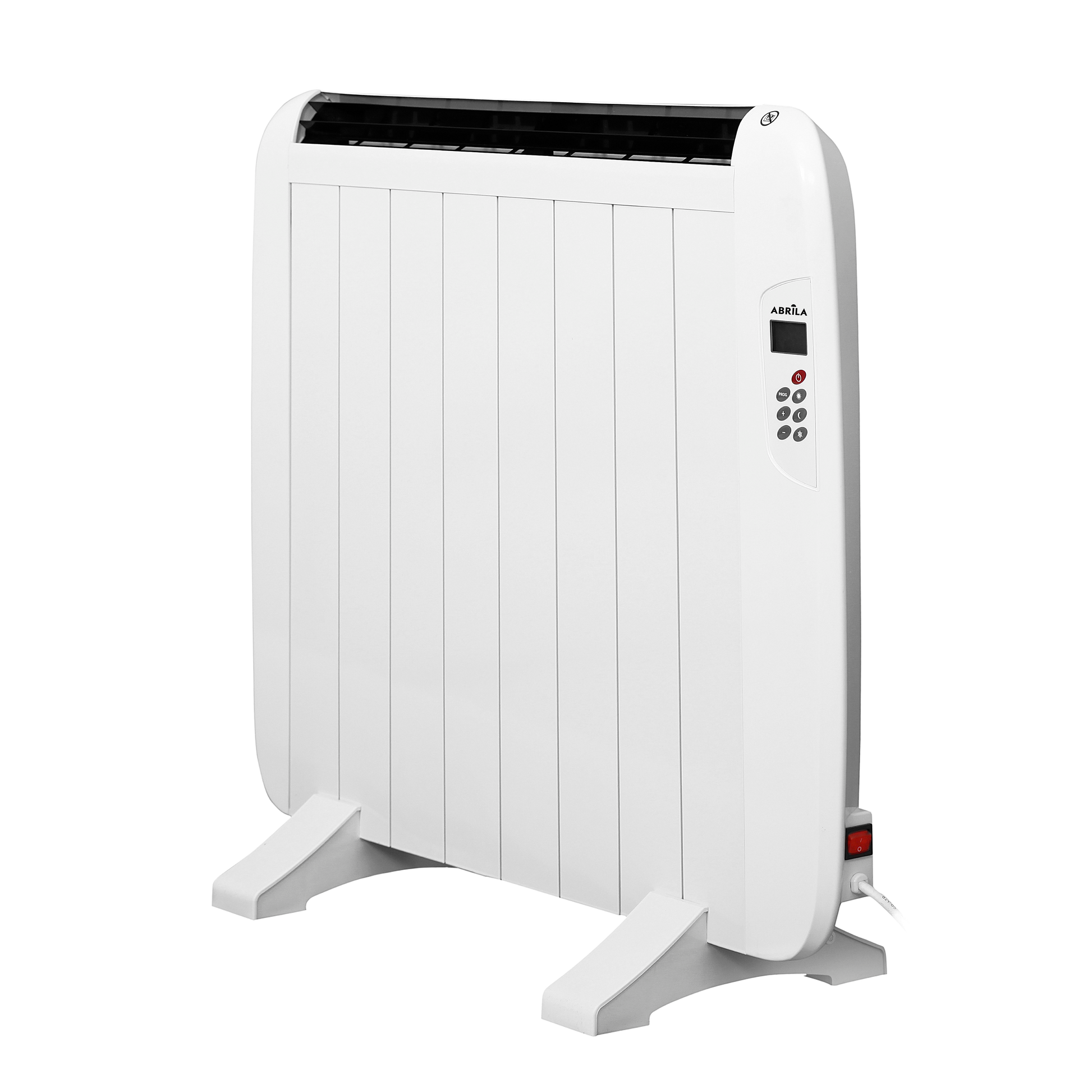 Emisor Térmico Gaban 1200W blanco de Fabrilamp, vista frontal con mando a distancia.