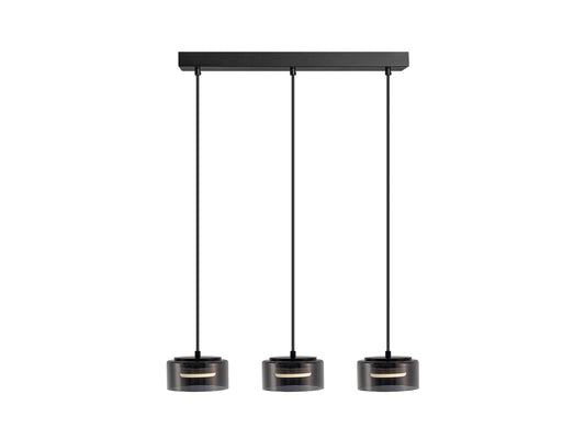 Lámpara de Techo Olaia 3 Luces Negro Mate y Cristal Smoky Schuller - vista principal | Schuller