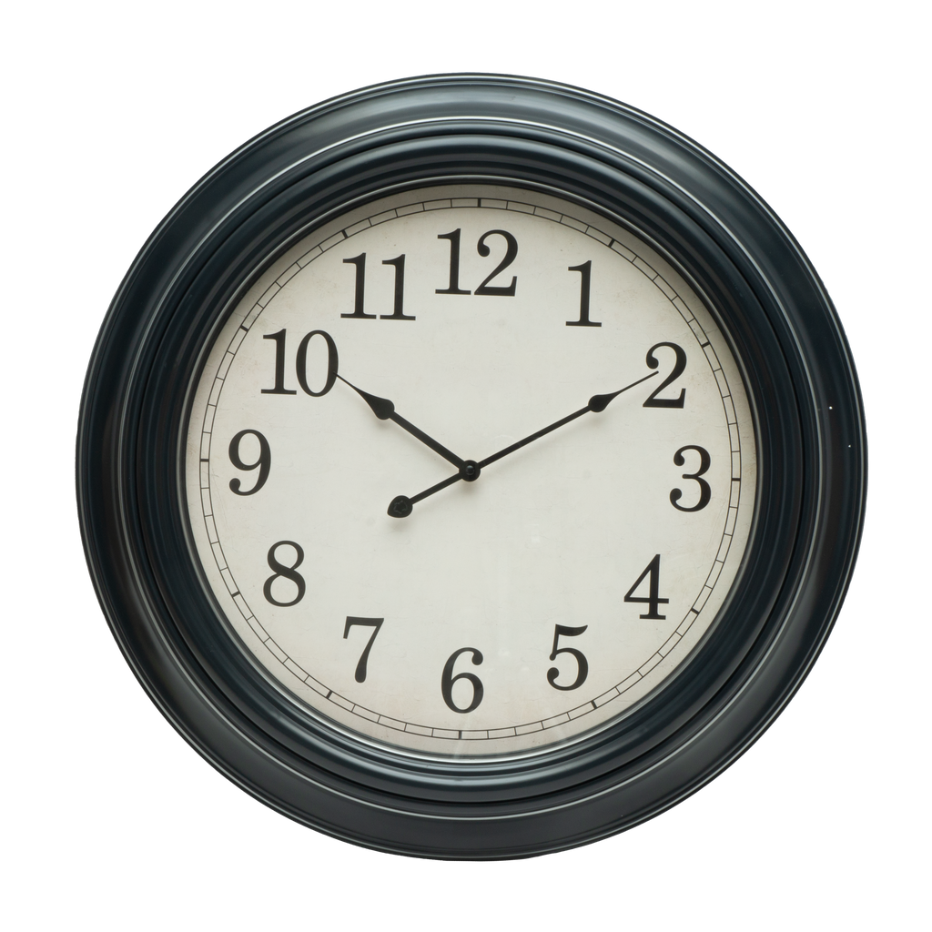 Reloj de pared Iniko negro/plata de 61cm, vista frontal.