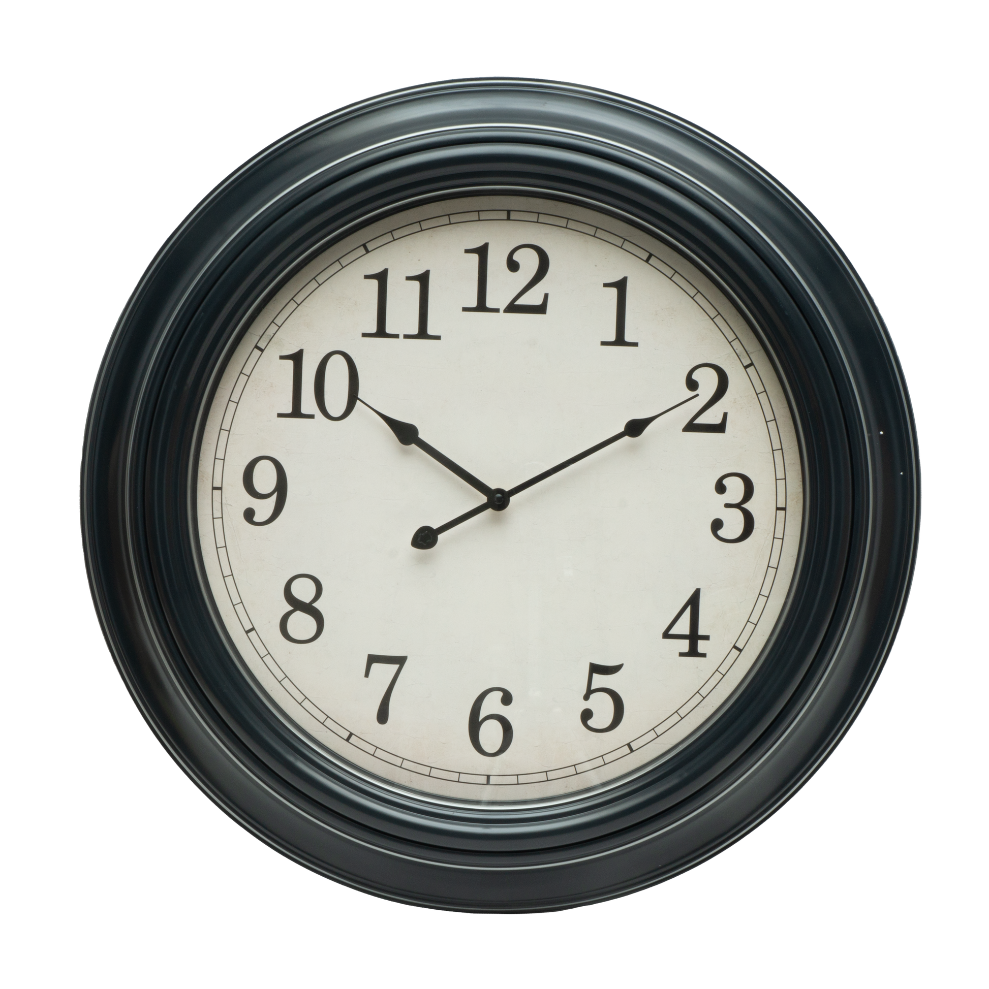 Reloj de pared Iniko negro/plata de 61cm, vista frontal.