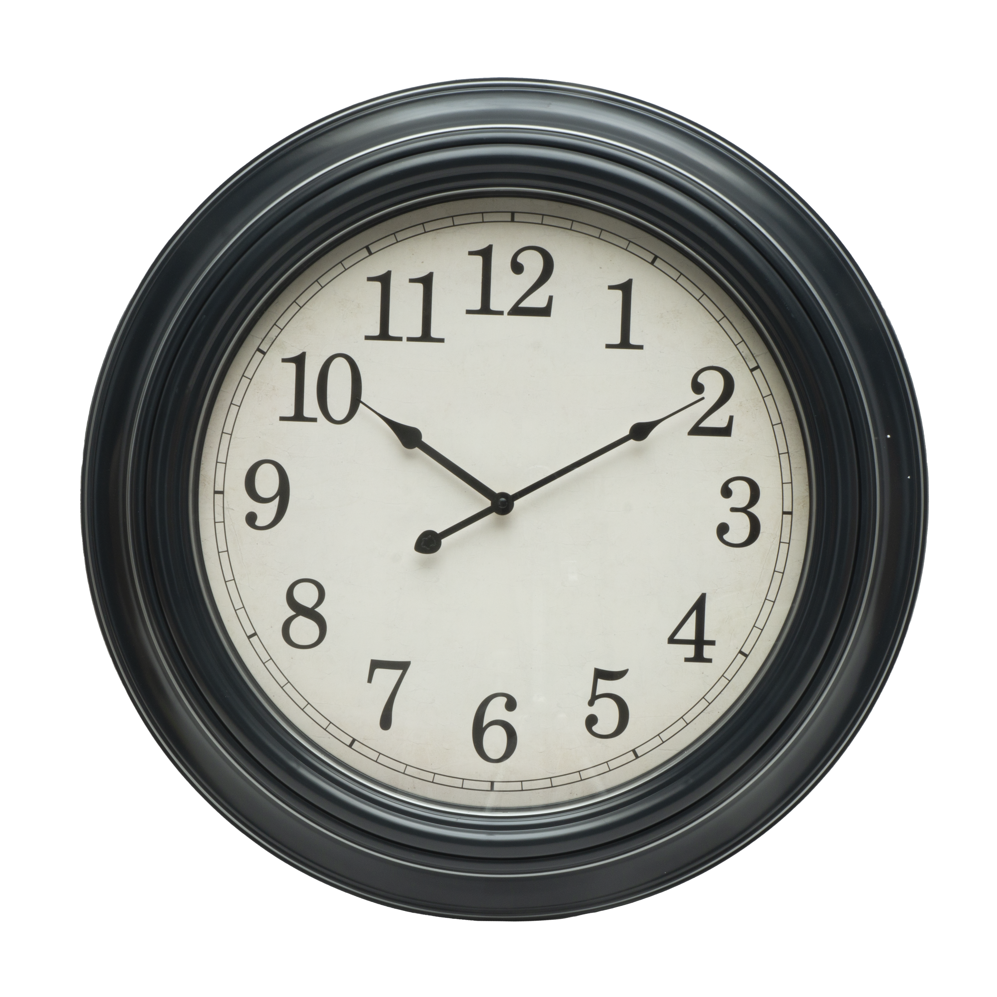 Reloj de pared Iniko negro/plata de 61cm, vista frontal.