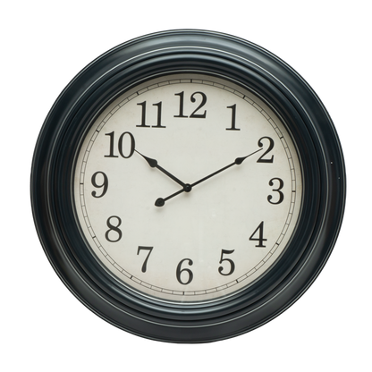 Reloj de pared Iniko negro/plata de 61cm, vista frontal.