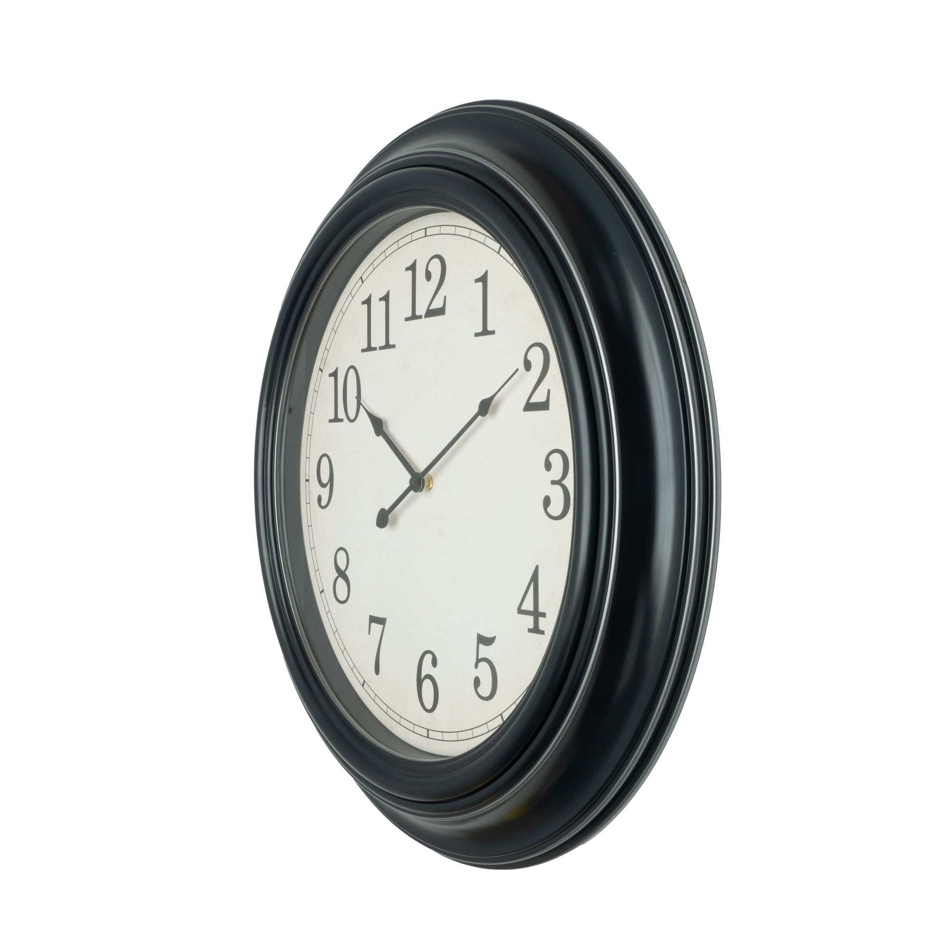 Reloj de pared Iniko negro/plata de 61cm, vista frontal.