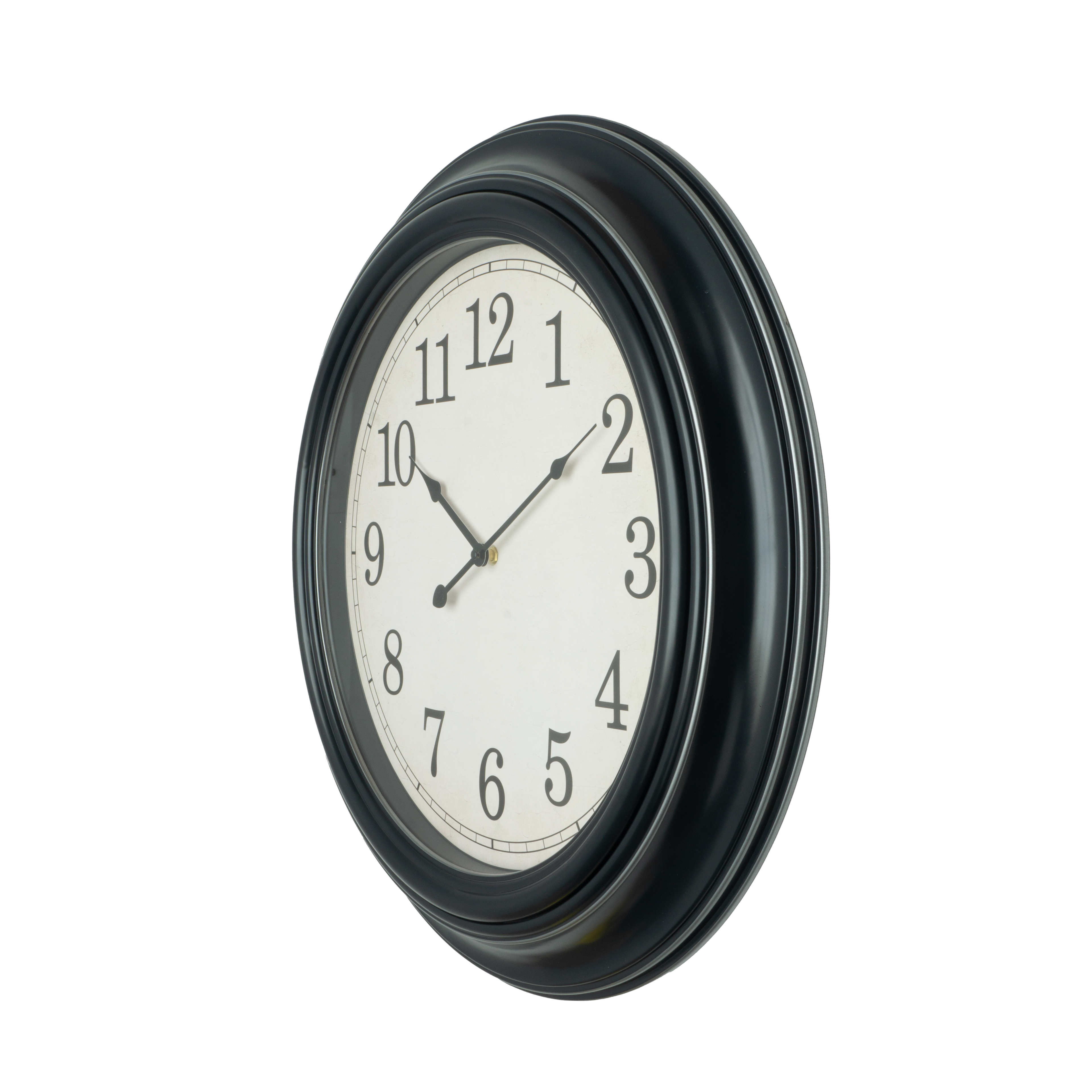 Reloj de pared Iniko negro/plata de 61cm, vista frontal.