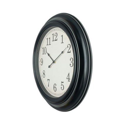 Reloj de pared Iniko negro/plata de 61cm, vista frontal.