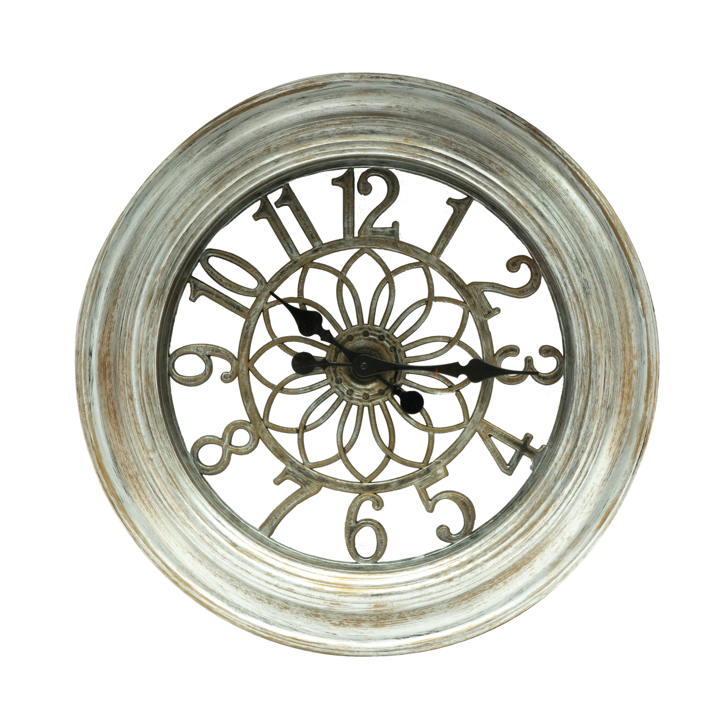 Reloj de pared Kumico Plata 58cm, vista frontal, estilo retro industrial.