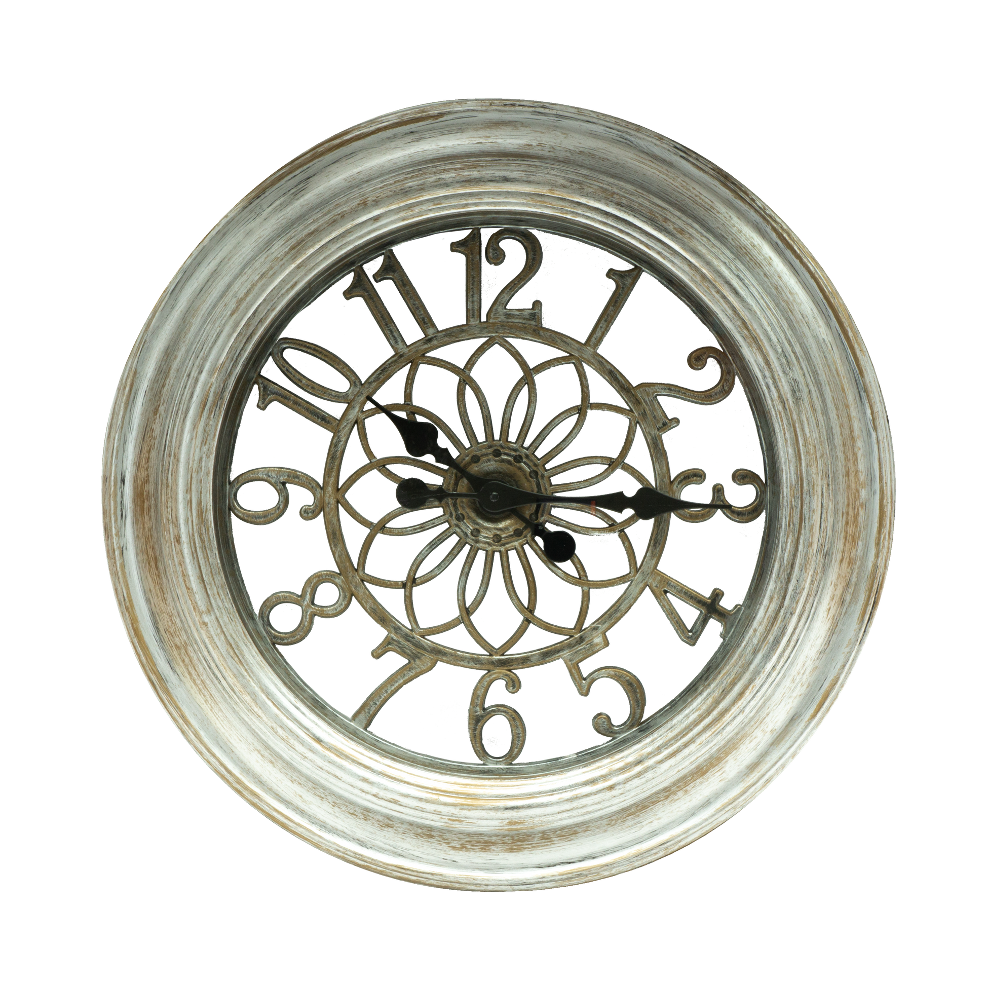 Reloj de pared Kumico Plata 58cm, vista frontal, estilo retro industrial.