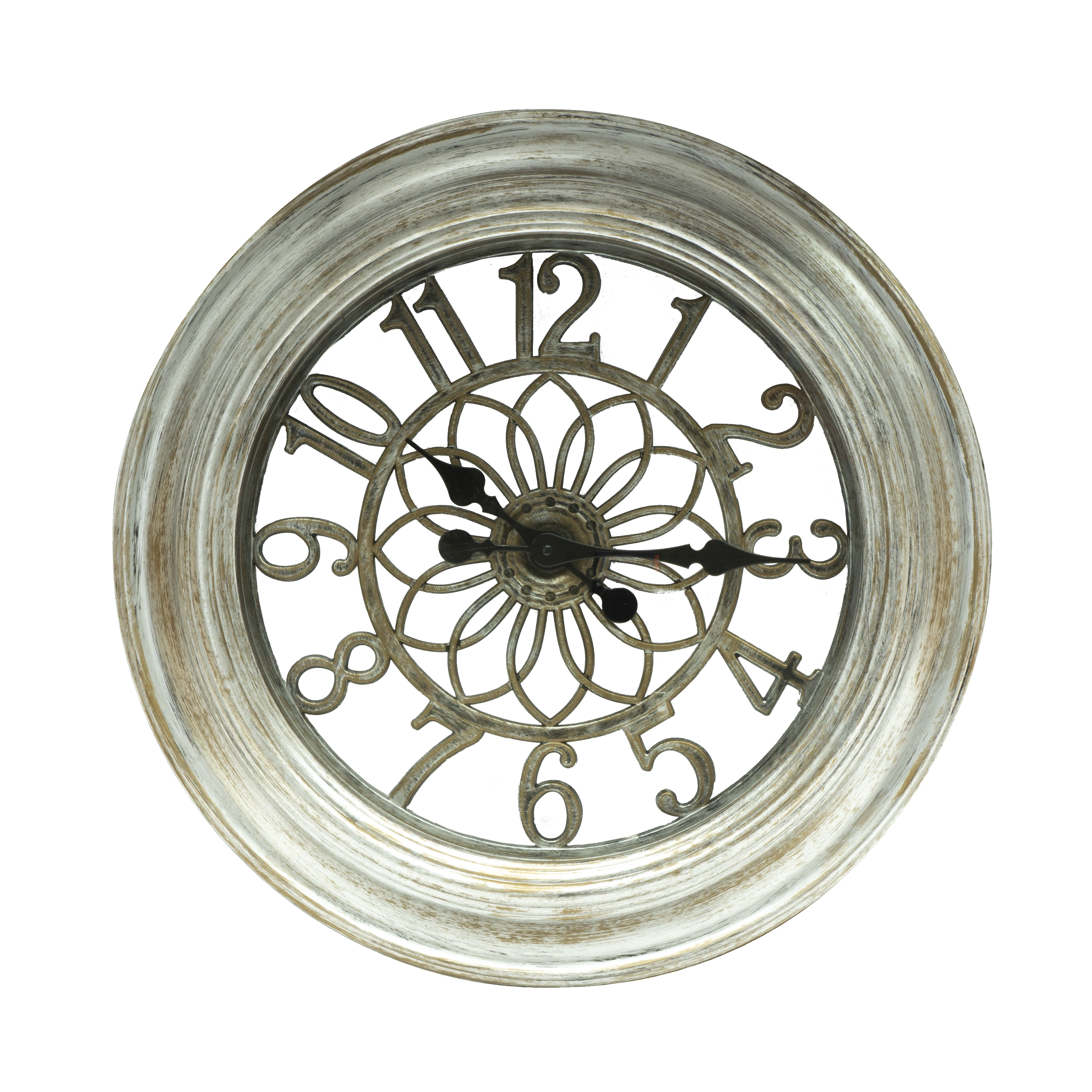 Reloj de pared Kumico Plata 58cm, vista frontal, estilo retro industrial.