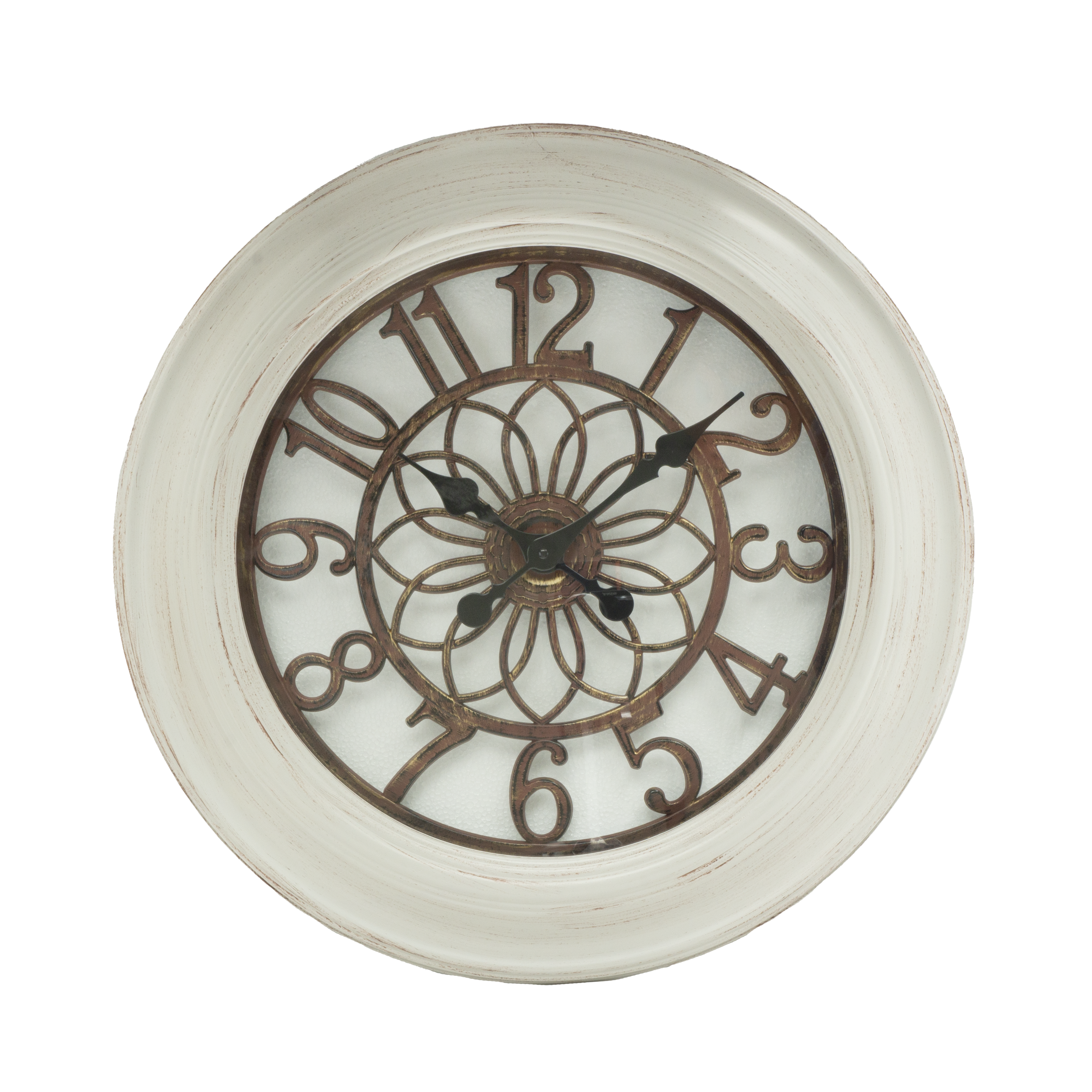 Reloj de pared Kumico Blanco 58cm, vista frontal, diseño retro industrial de Fabrilamp.