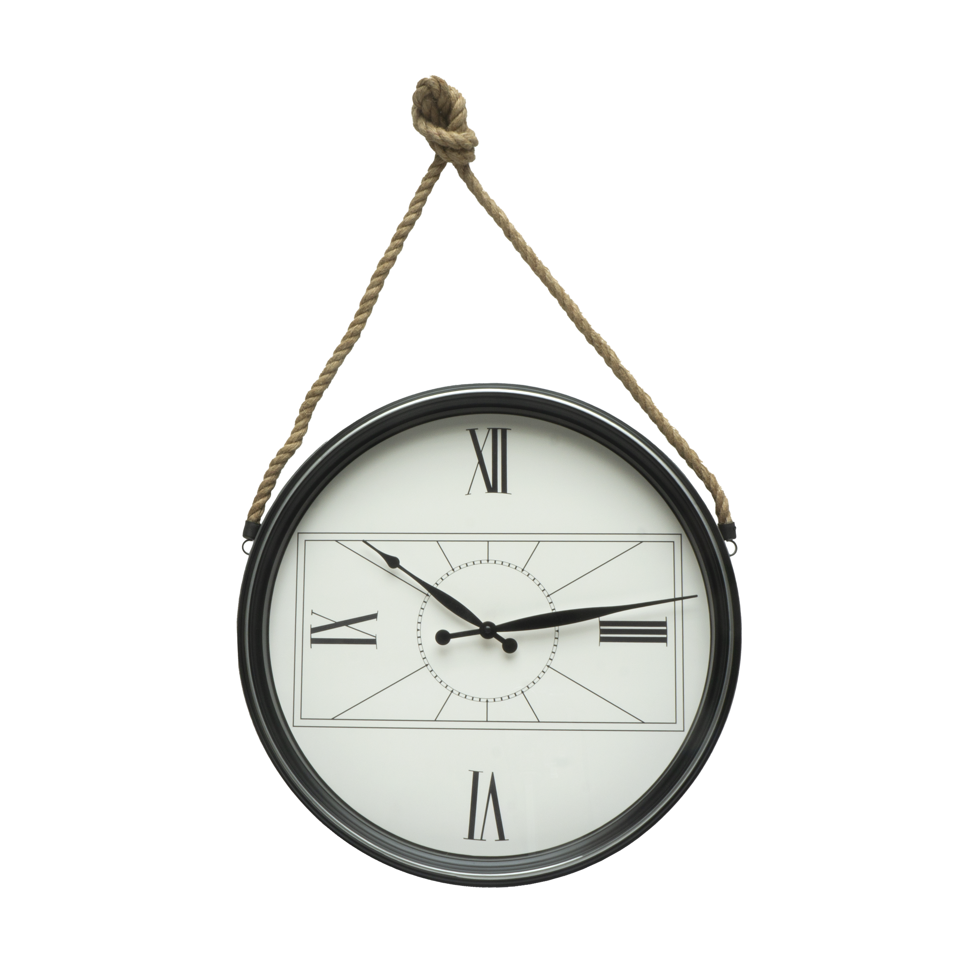 Reloj de pared Zaman Negro 50cm, vista frontal, Fabrilamp.