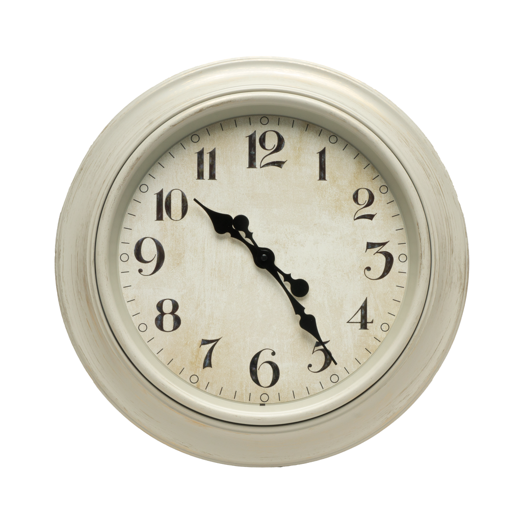 Reloj de pared Lamba blanco de 46cm, vista frontal, agujas retro, Fabrilamp.